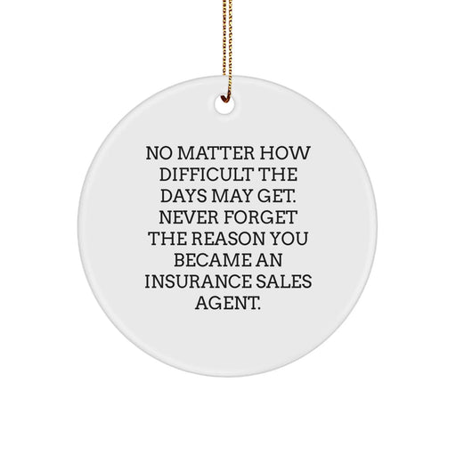 Funny Inspirational Gifts for Insurance Sales Agents, Circle Ornament Quote Reminders, Gifts from Coworkers to Insurance Professionals this Christmas - Image 1