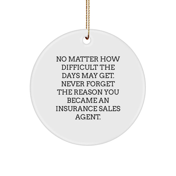 Funny Inspirational Gifts for Insurance Sales Agents, Circle Ornament Quote Reminders, Gifts from Coworkers to Insurance Professionals this Christmas - Image 1