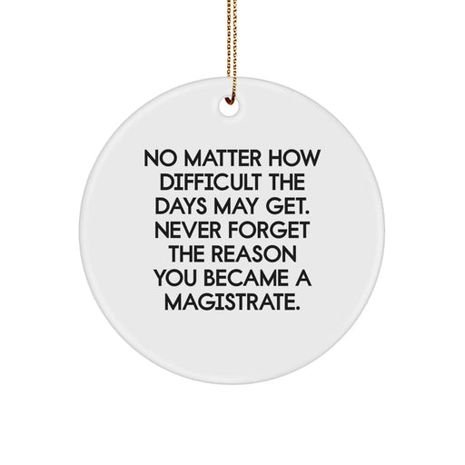 Funny Magistrate Gifts for Men from Friends and Family - 'Never Forget The Reason You Became A Magistrate' Christmas Unique Circle Ornament - Image 1