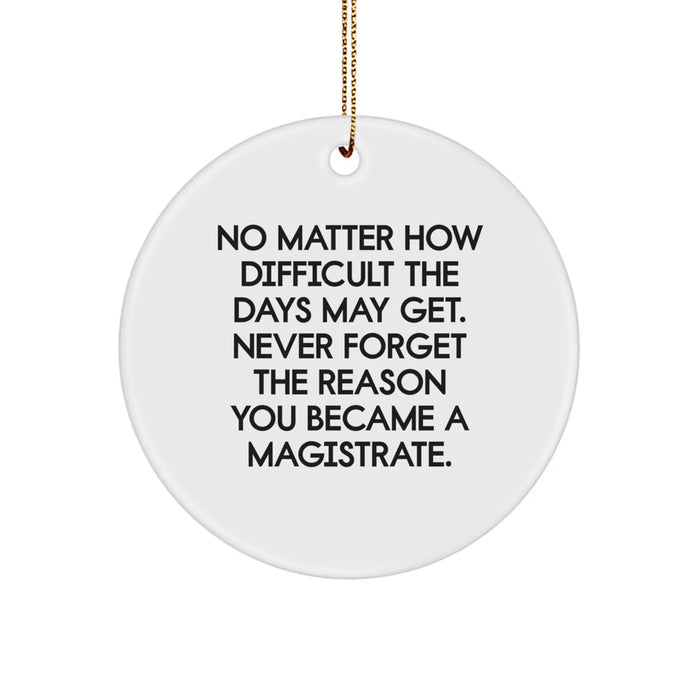 Funny Magistrate Gifts for Men from Friends and Family - 'Never Forget The Reason You Became A Magistrate' Christmas Unique Circle Ornament - Image 1