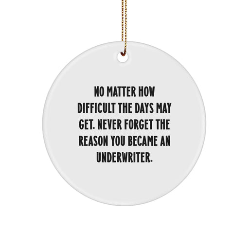 Funny Underwriter Gifts for Men - Circle Ornament, Inspirational Quote, Christmas Unique Gifts from Friends to Family - Image 1
