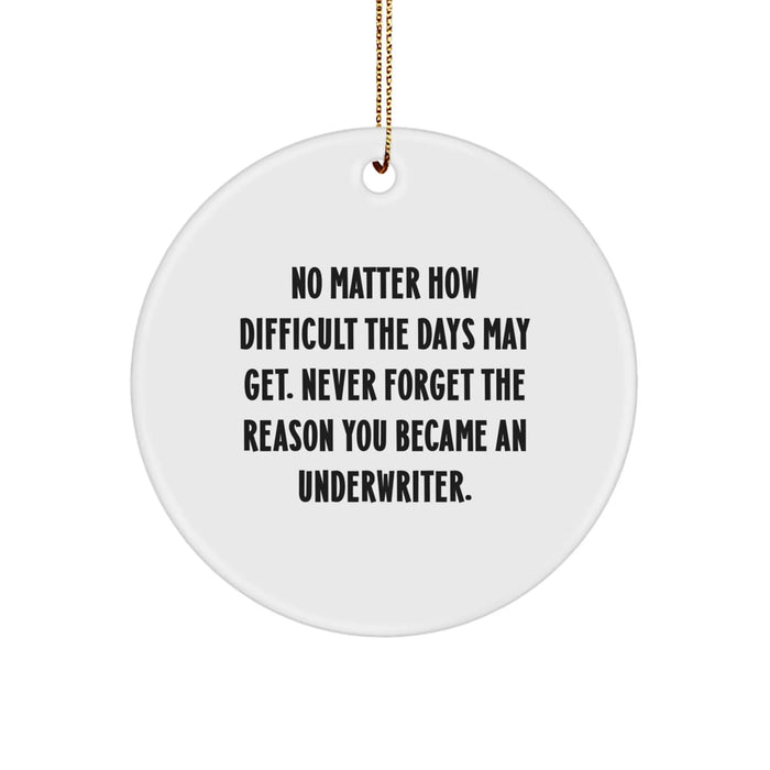 Funny Underwriter Gifts for Men - Circle Ornament, Inspirational Quote, Christmas Unique Gifts from Friends to Family - Image 1