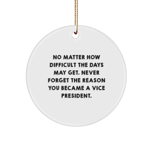 Funny Vice President Circle Ornament, Gifts from Friends to Vice President, Never Forget the Reason You Became a VP, Christmas Unique Gifts - Image 1