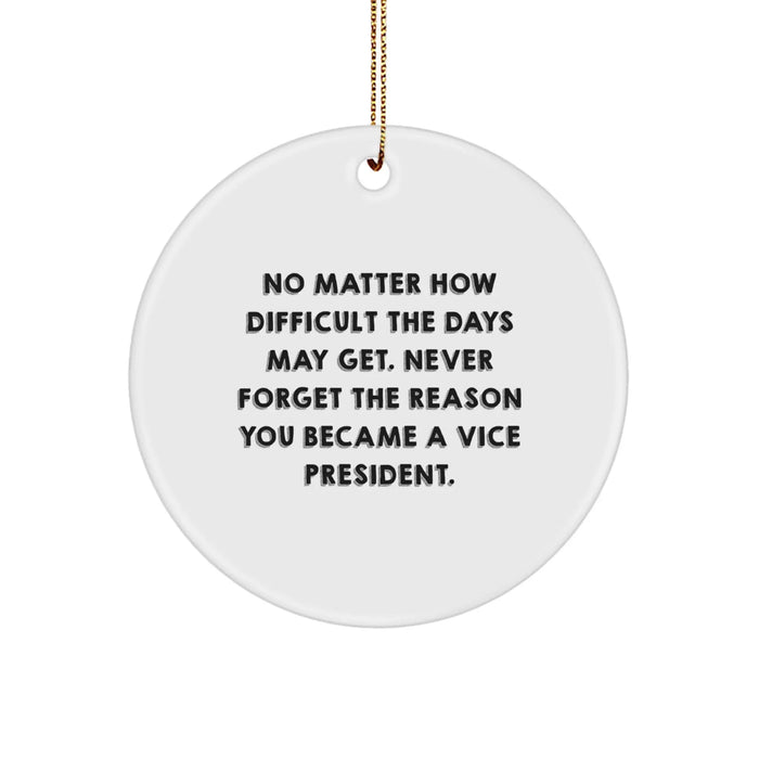 Funny Vice President Circle Ornament, Gifts from Friends to Vice President, Never Forget the Reason You Became a VP, Christmas Unique Gifts - Image 1
