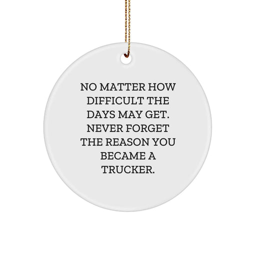 Unique Trucker Gifts for Christmas - Inspirational Trucker Circle Ornament, Gifts from Men to Truckers - Funny Trucker Decor for Home, Office - Image 1