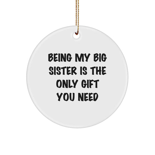 Funny Big Sister Gifts from Family Members, Christmas Unique Circle Ornaments for Big Sisters, Being My Big Sister Is The Only Gift You Need - Image 1