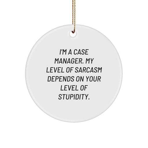 Funny Case Manager Gifts from Friends for Case Manager, Circle Ornament with Sarcasm Quote, Christmas Unique Gifts - Image 1