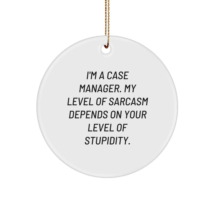 Funny Case Manager Gifts from Friends for Case Manager, Circle Ornament with Sarcasm Quote, Christmas Unique Gifts - Image 1