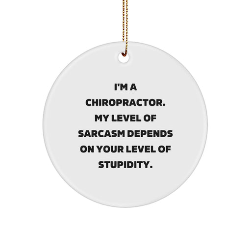 Funny Chiropractor Gifts from Friends and Family for Christmas, Circle Ornament, I'm a Chiropractor Quotes, White Color, Circle Shaped - Image 1