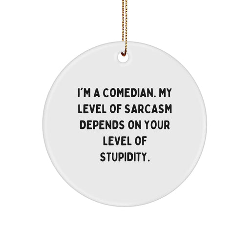 Comedian Christmas Circle Ornament, Funny Sarcasm Gifts from Friends for Comedian Men - Image 1