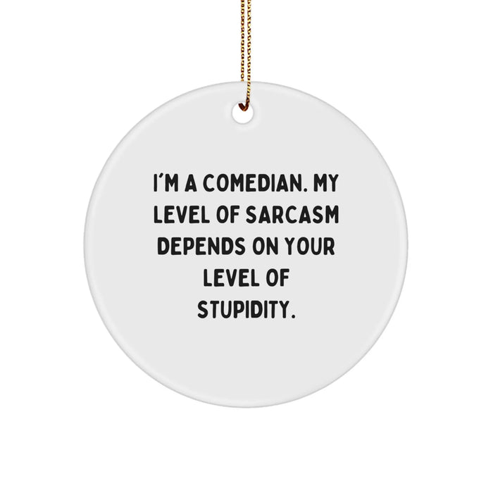 Comedian Christmas Circle Ornament, Funny Sarcasm Gifts from Friends for Comedian Men - Image 1