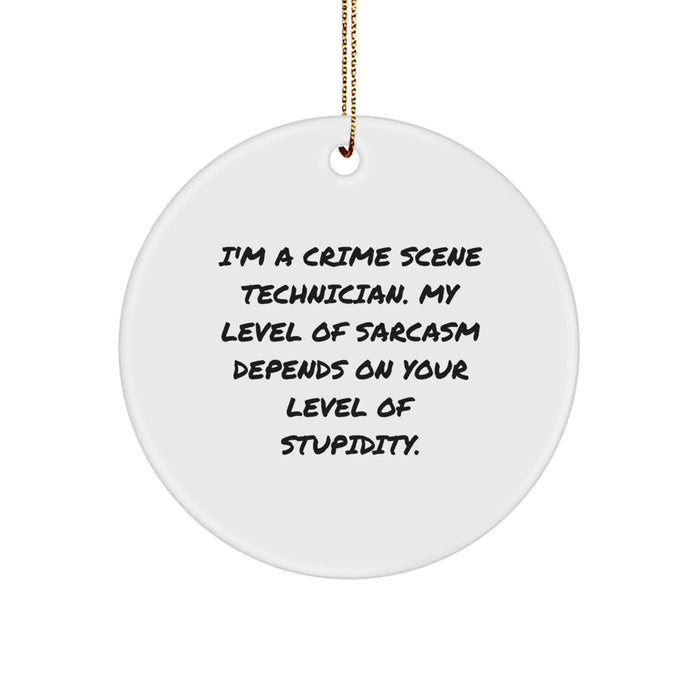 Funny Christmas Unique Gifts for Crime Scene Technician Friends and Family - 'I'm A Crime Scene Technician' Circle Ornament, White - Image 1