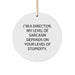 Funny 'I'm A Director' Christmas Unique Gifts for Men from Friends and Family - Circle Ornament with Sarcasm Quote - Image 1