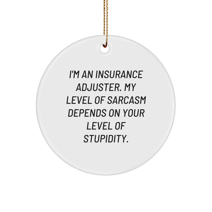 Funny Insurance Adjuster Gifts for Men, Christmas Unique Ornaments, Circle Shape with Sarcasm Quote - Gifts from Friends or Family - Image 1