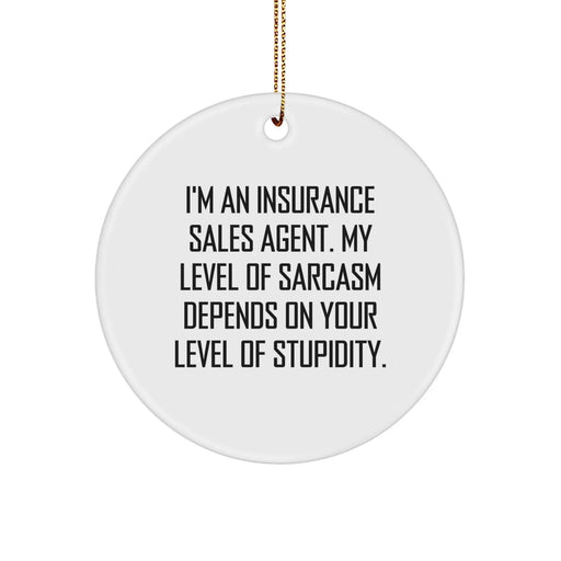 Funny Insurance Sales Agent Gifts for Insurance Sales Agent Friends - Christmas Unique Circle Ornament with Sarcasm Quote Gifts from Friends for Insurance Sales Agent - Image 1