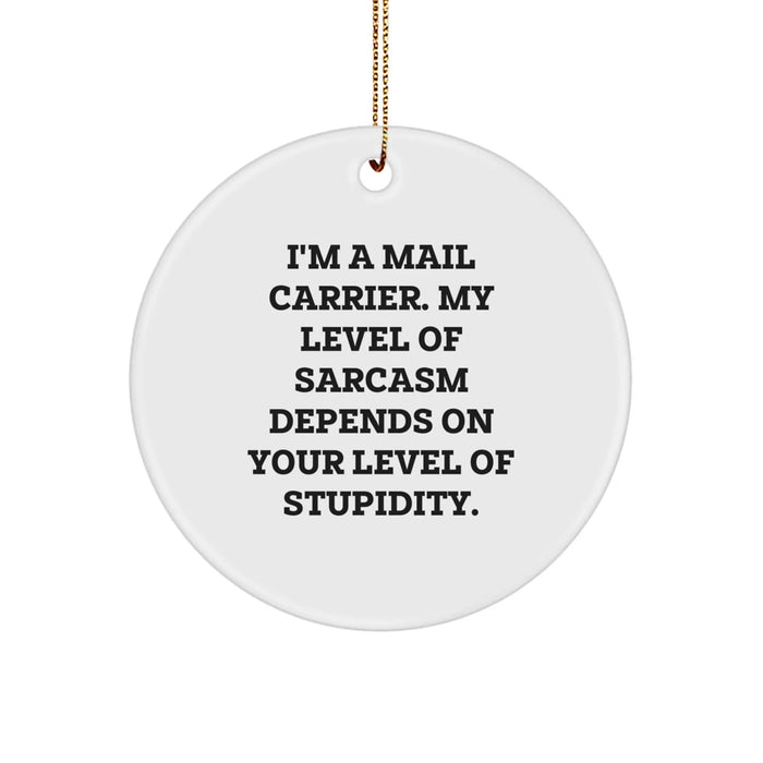 Funny Mail Carrier Gifts for Men, Sarcastic Christmas Unique Gifts from Friends, Coworkers, Family, Circle Ornament - Image 1