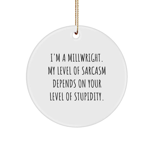 Funny Millwright Gifts from Men, Christmas Unique Gifts for Millwright, Circle Ornament with Sarcasm Quote - Image 1