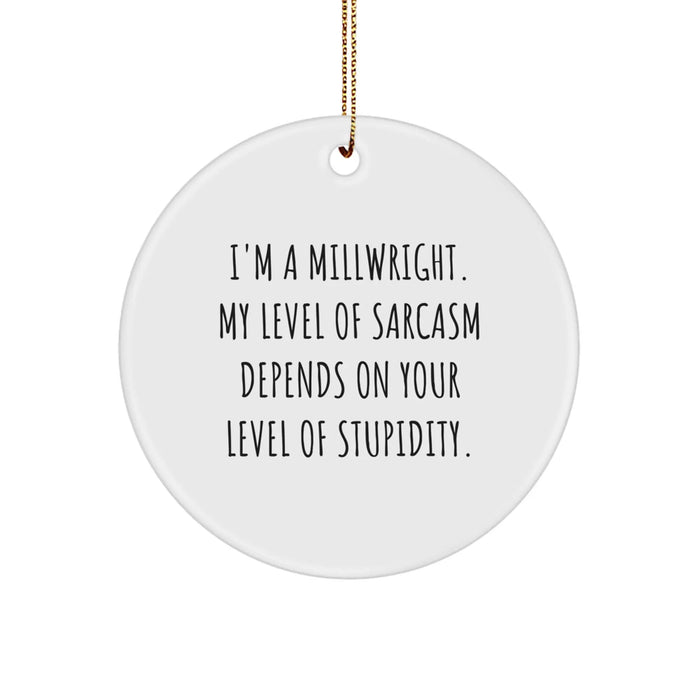 Funny Millwright Gifts from Men, Christmas Unique Gifts for Millwright, Circle Ornament with Sarcasm Quote - Image 1