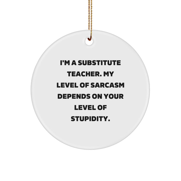 Funny Substitute Teacher Gifts for Women, Cute Christmas Unique Gifts from Friends, Circle Ornament with I'm A Substitute Teacher Sarcasm Depend - Image 1