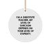 Funny Substitute Teacher Gifts for Men from Family, Unique Christmas Circle Ornament with Quirky Humor, 'I'm A Substitute Teacher...' - Image 1