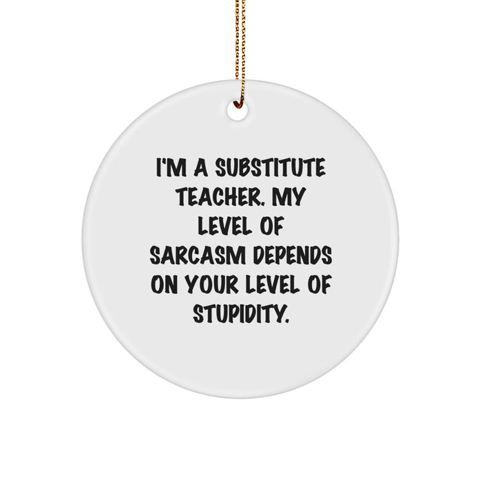 Funny Substitute Teacher Gifts, I'm A Substitute Teacher Quote Circle Ornament, Christmas Unique Gifts for Substitute Teachers, Gifts from Men, Women, Friends, Coworkers to Family - Image 1