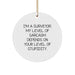 Funny Surveyor Gifts for Men - Surveyor Christmas Unique Gifts from Husband to Husband - I'm A Surveyor Level Of Sarcasm Depends On Your Level Of Stupidity Circle Ornament - Image 1
