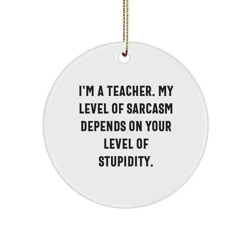 Funny Teacher Circle Ornaments, Gifts for Teachers, Unique Christmas Decorations from Friends, Humorous Sarcasm Quote - Image 1