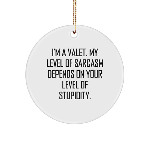 Funny Valet Gifts for Men Christmas Unique Circle Ornament, Gifts from Husband to Valet with Sarcastic Humor - Image 1