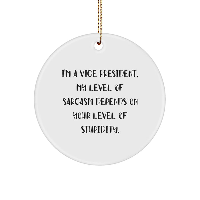 Funny Vice President Gifts for Men - I'm A Vice President Sarcasm Level Gift for Christmas Unique Ornament - Image 1