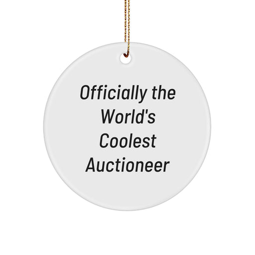 Funny Auctioneer Gifts from Friends for Men Officially The World's Coolest Auctioneer Circle Ornament Christmas Unique Decoration - Image 1