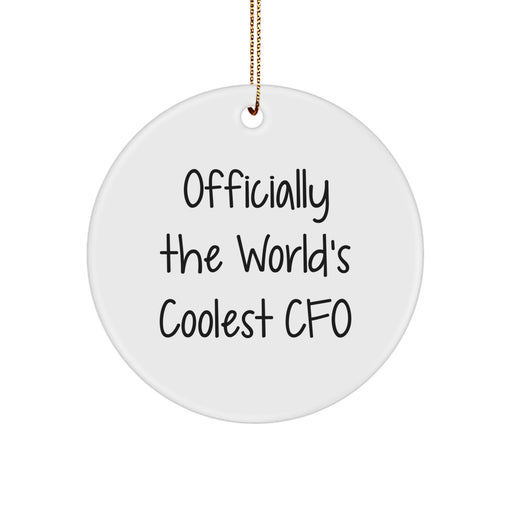 Funny CFO Gifts for Men - 'Officially The World's Coolest Cfo' Circle Ornament, White, Christmas Unique Gifts from Friends and Family - Image 1