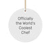 Funny Chef Gifts from Friends for Men - 'Officially The World's Coolest Chef' Christmas Unique Circle Ornament - Image 1