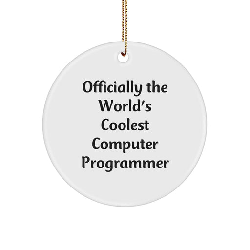 Funny Computer Programmer Christmas Unique Gifts for Him, Officially The World's Coolest Programmer Circle Ornament, Gifts from Friends - Image 1