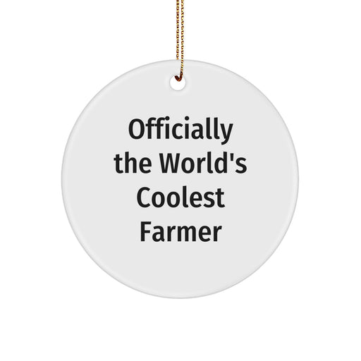 Funny Christmas Unique Gifts for Farmer Friends Officially The World's Coolest Farmer Circle Ornament - Gifts from Family and Friends for Unique Farmhouse Decor - Image 1