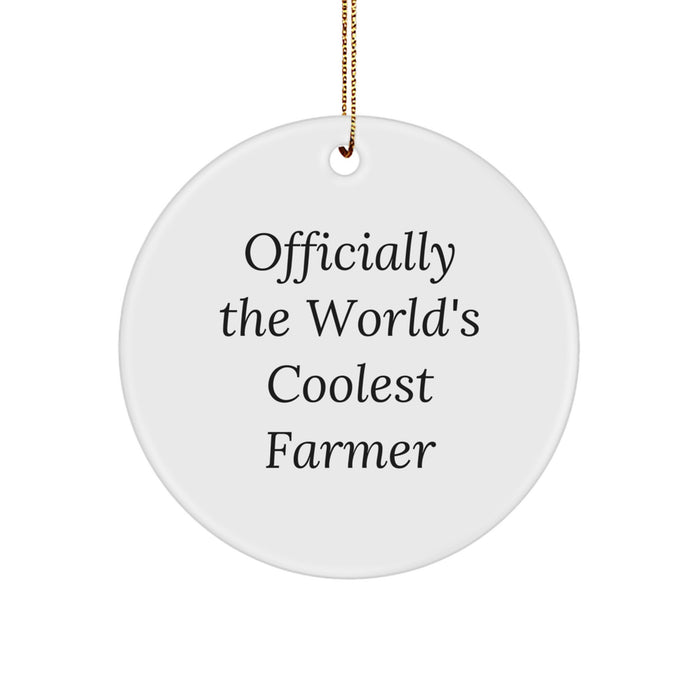 Fun Farmer Gifts, Officially The World's Coolest Farmer Christmas Circle Ornaments, Circle Ornament For Farmer Friends - Image 1
