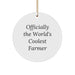 Fun Farmer Gifts, Officially The World's Coolest Farmer Christmas Circle Ornaments, Circle Ornament For Farmer Friends - Image 1