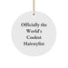 Funny Hairstylist Gifts from Friends for Hairstylist World's Coolest Ornament, Circle Ornament for Christmas Unique Gifts - Image 1