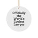 Funny Lawyer Gifts for Men from Friends - Officially The World's Coolest Lawyer Christmas Unique Circle Ornament - Image 1