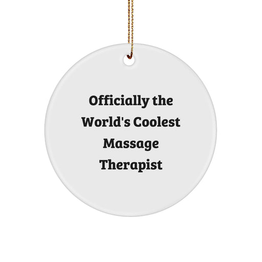 Funny Massage Therapist Gifts for Men from 'Officially The World's Coolest Massage Therapist', Unique Circle Ornament for Christmas - Image 1