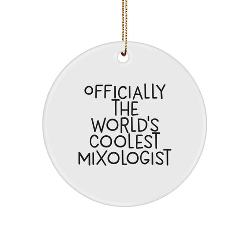 Funny Mixologist Gifts from Friends, Unique Circle Ornament, World's Coolest Mixologist Quote, Perfect Christmas Unique Gifts for Men - Image 1
