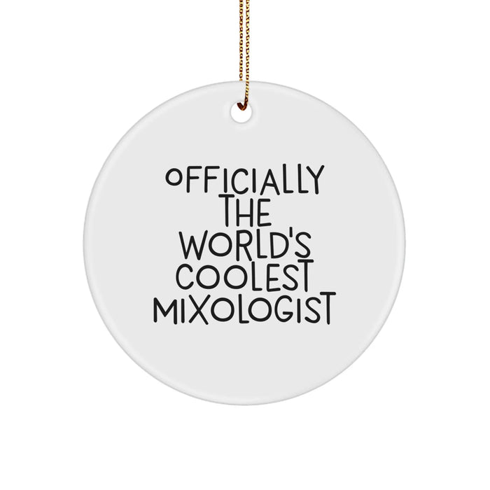 Funny Mixologist Gifts from Friends, Unique Circle Ornament, World's Coolest Mixologist Quote, Perfect Christmas Unique Gifts for Men - Image 1