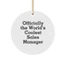 Funny Sales Manager Gifts for Christmas Unique Circle Ornament from Friends, Funny Quote 'Officially The World's Coolest Sales Manager', Sales Manager Circle Ornament, Gifts for Sales Manager - Image 1