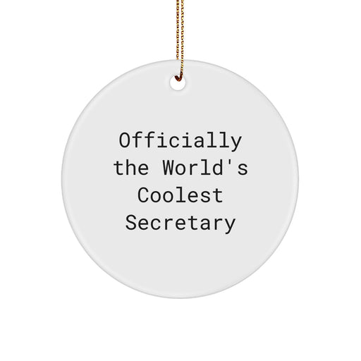 Funny Secretary Gifts from Friends - Officially The World's Coolest Secretary Circle Ornament for Christmas Unique Gifts - Image 1