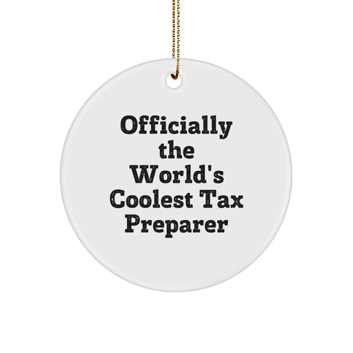 'World's Coolest Tax Preparer' Circle Ornament, Funny Tax Preparer Gifts from Friends, Unique Christmas Unique Gifts for Women, Men, Coworkers, Family - Image 1