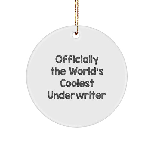 Funny Underwriter Gifts, Officially The World's Coolest Underwriter, Circle Ornament Christmas Unique Gifts from Friends and Family - Image 1