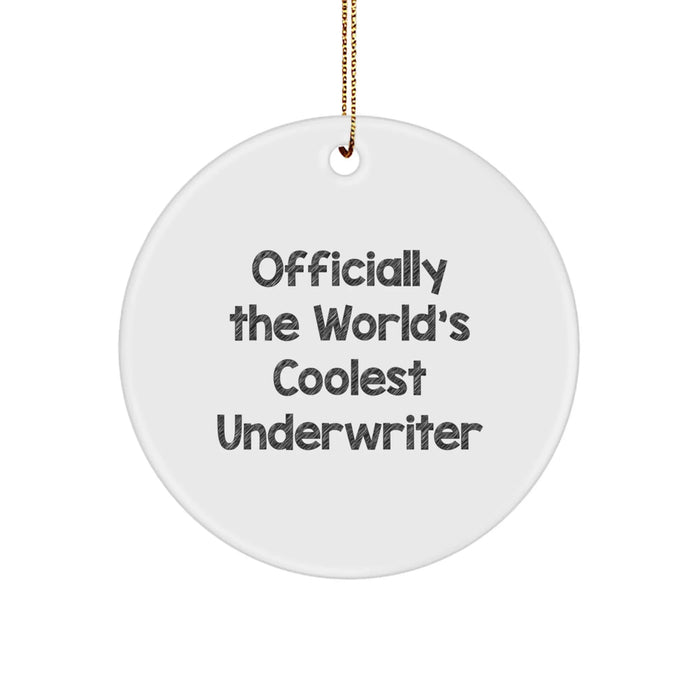 Funny Underwriter Gifts, Officially The World's Coolest Underwriter, Circle Ornament Christmas Unique Gifts from Friends and Family - Image 1