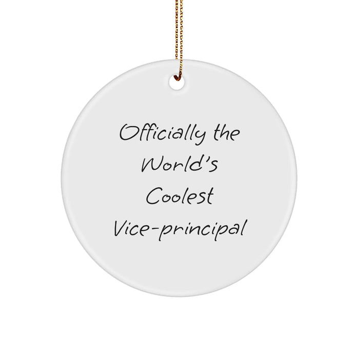 Funny Vice-principal Gifts from Friends - Officially The World's Coolest Vice-principal Christmas Unique Circle Ornament, Vice-principal Decorations - Image 1