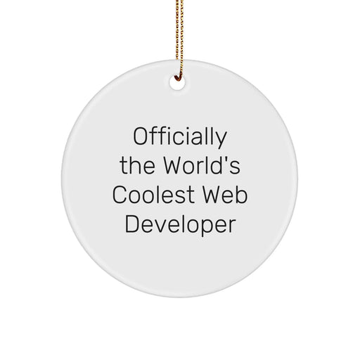 Funny Web Developer Christmas Unique Gifts from Friends for Men - Officially The World's Coolest Web Developer Circle Ornament - Image 1