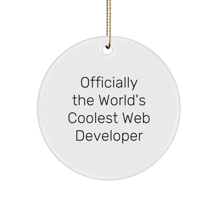 Funny Web Developer Christmas Unique Gifts from Friends for Men - Officially The World's Coolest Web Developer Circle Ornament - Image 1