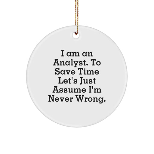 Funny Analyst Humor Gifts for Analyst Friends and Family Christmas Unique Circle Ornament from Friends - Image 1
